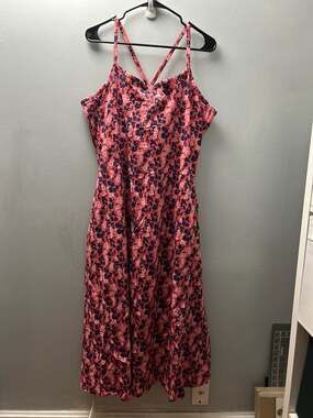Pact Organic Cotton Fit & Flare Midi Dress Sweet Floral Cayenne